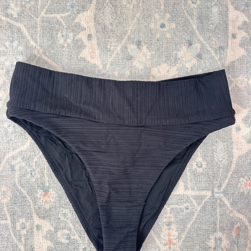 Rip Curl Black Ribbed Bikini Bottom